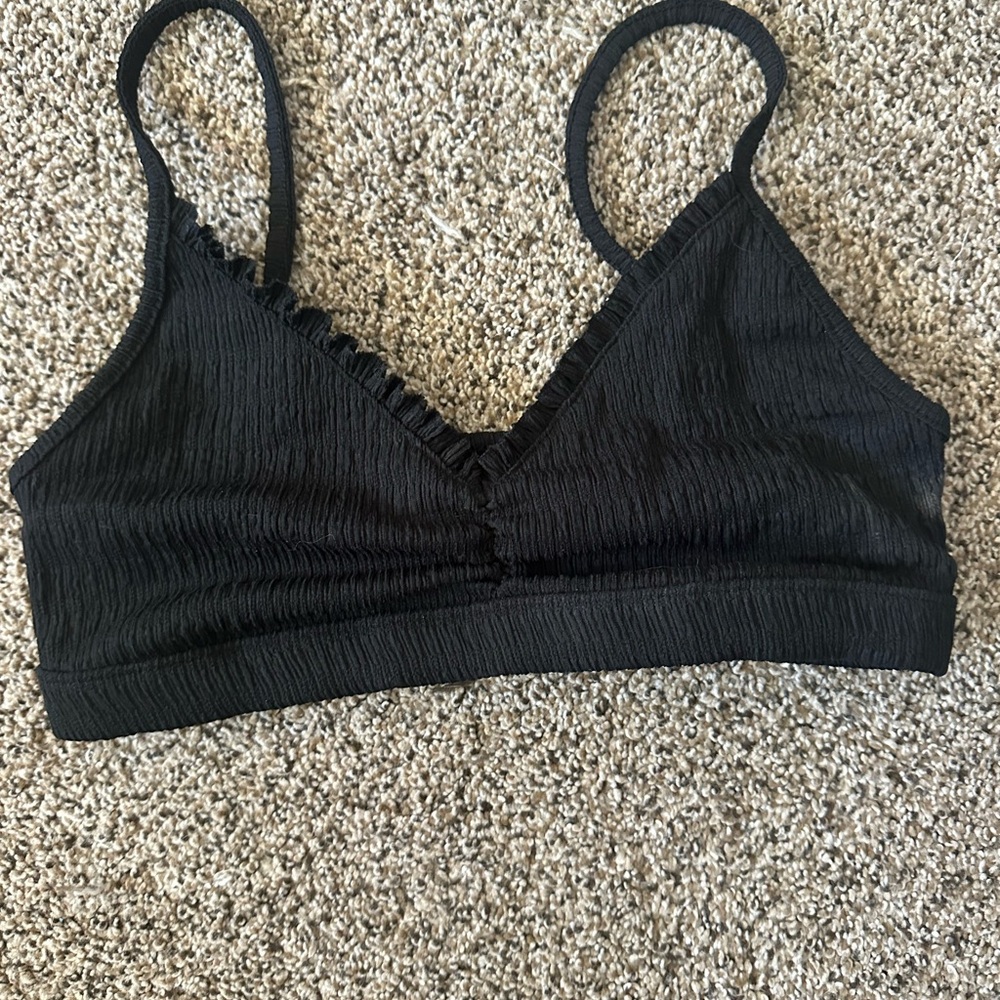 American Eagle Outfitters Black Ruffled Bralette